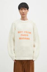 Drôle de Monsieur gyapjú pulóver La Maille TressEe Slogan - bézs L