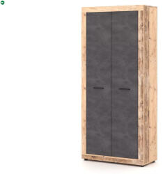 WIP Kétajtós gardróbszekrény öregfa/betonszürke színben LUNA2