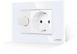 Luxion Intrerupator Mecanic cu Variator + Priza cu Rama din Sticla LUXION, Standard Italian, 3M