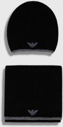 Emporio Armani sapka és sál gyapjú keverékből - fekete Univerzális méret