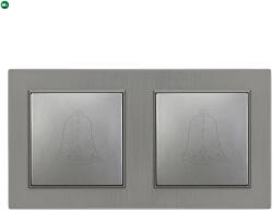 Leziter Nova kettős csengő kapcsoló 101N szürke szálcsiszolt kerettel