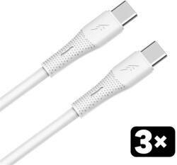 AVAX CB4307 3x 60W USBC gyorstöltő szilikon kábel szett, fehér - 1, 5m (AVAX CB4307)