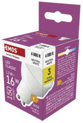 EMOS LED izzó Classic MR16 fehér/ GU10 / 1, 3 W (16 W) / 150 lm / Természetes fehér ZQ8EL3 (ZQ8EL3)