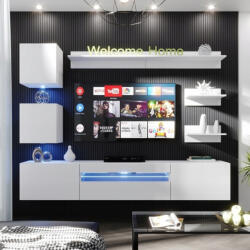 Intenso Concept-4 nappali faliszekrény sor - 200 cm (magasfényű fehér) - miniwebshop