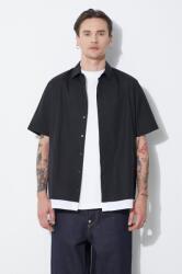Neil Barrett pamut ing Loose Double Layer Short Sleeve Shirt - fekete XL
