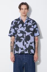 Neil Barrett pamut ing Boxy Bold Flowers Print Short Sleeve Shirt - kék XL
