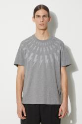 Neil Barrett pamut póló Fairisle Thunderbolt Slim - szürke M