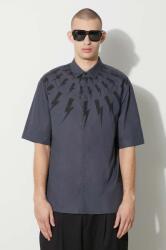 Neil Barrett pamut ing LOOSE ROLLED UP FAIR-ISLE THUNDERBOLT - kék M