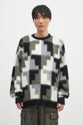 Marcelo Burlon pulóver moherrel AOP Damier Cross Knit Crew - szürke XL