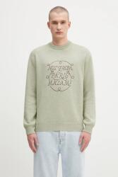 Drôle de Monsieur gyapjú pulóver La Maille Slogan Tresses - zöld XL