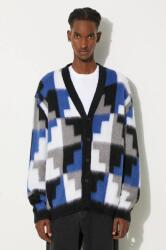 Marcelo Burlon kardigán gyapjú keverékből AOP Damier Cross Knit Cardigan - szürke XL