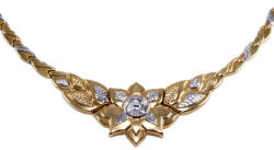 Ékszershop Bicolor vésett virág arany nyakék (1334500)