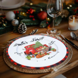 Family Collection Karácsonyi tálca - fém - autós - fehér - 33 cm (58961A) - muszakiwebbolt