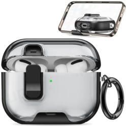 FixPremium Silicon Caz cu suport telefon si carabina pentru AirPods Pro 3, Black
