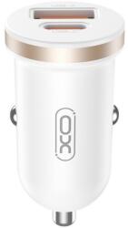 XO CC56 Autós Töltő 1x USB-A 1x USB-C PD QC 30W - Fehér (CC56) (CC56)