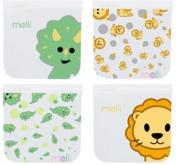 Melii Saci reutilizabile pentru gustari 4 buc - Leu, Dinozaur Set pentru masa bebelusi