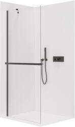 Cerano - Zuhanykabin Onyx YL/P - 10 mm + polc/tartó - matt fekete, átlátszó üveg - 90x200 cm