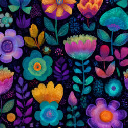 Takoy French terry pieptănat din bumbac și poliester fantasy flowers Lim