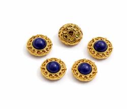  Charm Lapis Lazuli cu Cupru Aurit 10x10x6 mm pentru creatie bijuterii 1 buc