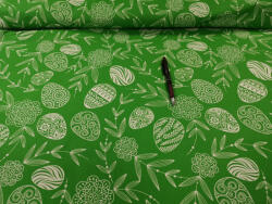  Zöld alapon Húsvéti hímes tojás mintás pamutvászon 160 cm széles