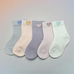 Aura Via Bébi lány szívecske mintás pamut zokni szett - 5 pár 18-20 112856