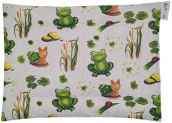  Borostyánköves baba párna, -Békák -fehér alapon