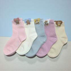 Aura Via Bébi lány maci mintás pamut zokni szett - 5 pár 15-17 112849