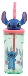 Stor Stitch műanyag palack szívószállal és 3D figurával a tetején 360ML (ev74869)