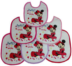 Global Licence Srl Minnie egér baba előke 6 darab/csomag - pamut előke - világosrózsaszín-rózsaszín-sötétrózsaszín-pink-piros-lila (evMIN-1220_A1_19x23)
