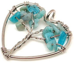 R. M. ékszer Szívből jövő amazonit életfa szív medál drótos kivitelben 3cm (022358)