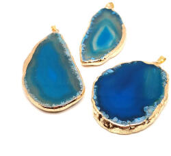 R. M. ékszer Belső erő kék achát lap medál arany színű foglalattal 25x40-70mm (022413)