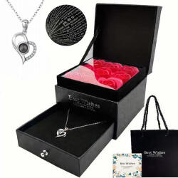 EnciShop Díszdobozos rózsa és 100 nyelven szeretlek szív nyaklánc (PDOZ16CZ-AL)