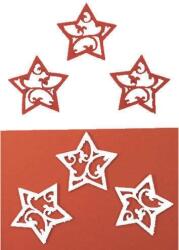 Penta collection Filcfigura - Csillag, áttört, fehér-piros (6 db/cs, átm. kb. : 6 cm)