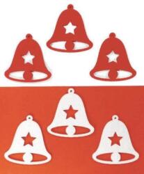 Penta collection Filcfigura - Harang, csillagos, fehér-piros (6 db/cs, átm. kb. : 6 cm)