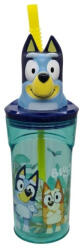 Stor Bluey műanyag palack szívószállal és 3D figurával a tetején 360ML