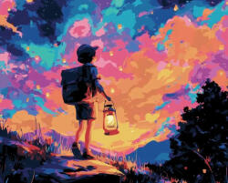 Alkotásutca Lámpás vándor - Számfestő készlet kereten 40x50