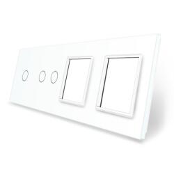 LIVOLO Panou intrerupator simplu+dublu si 2 prize Livolo din sticla SmartElectro IntelligentHouse (VL-P701/02/E/E-8W)