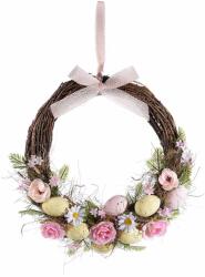 Decorer Coronita Paste din lemn decorata cu oua si flori 33 cm x 36 h (A09.03.50deco)