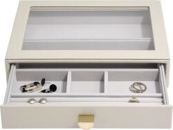 Stackers Casetă pentru bijuterii Stackers Pebble cu 6 compartimente classic bej deschis cu sertar și capac de sticlă (75785)