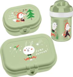 Koziol Cutii de prânz pentru copii cu sticlă de apă Hop on to go verde fistic 3 el (8641757)