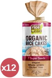 RiceUP! Puffasztott teljes kiőrlésű barna rizs szelet 7 szupermaggal kínáló 12X120 g