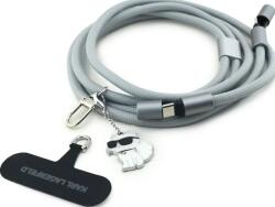 Karl Lagerfeld univerzális CBDY Choupette Charm USB-C/USB-C kábel nyakpánt szürke (KLCCUCNMSCKIG)
