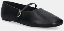 Calvin Klein bőr balerina cipő OBLIQUE BALLERINA MJ LTH HDW - fekete Női 37