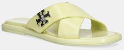 Tory Burch bőr papucs T Lock Cross Band Slide - sárga Női 37