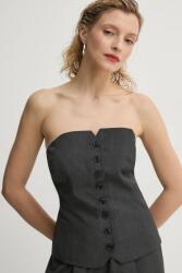 Samsøe Samsøe top gyapjúkeverékből SAELLEN - szürke M - answear - 33 990 Ft