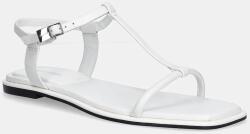 Calvin Klein bőr szandál FLAT SANDAL SQUARED BUCKLE LTH - fehér Női 36