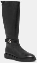 Calvin Klein bőr csizma KNEE BOOT W/ METAL LOGO - fekete Női 40