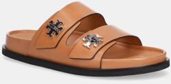 Tory Burch bőr papucs T Lock Sport Slide - barna Női 36