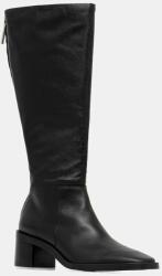 Calvin Klein bőr csizma BLOCK HEEL KNEE BOOT LTH - fekete Női 40