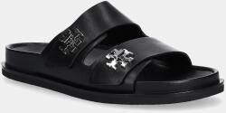 Tory Burch bőr papucs T Lock Sport Slide - fekete Női 40